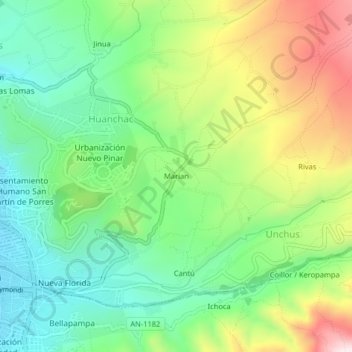 Carte topographique Marian, altitude, relief