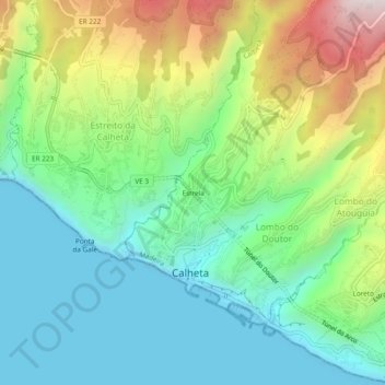 Carte topographique Estrela, altitude, relief