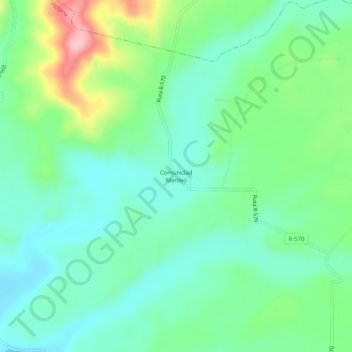 Carte topographique Comunidad Marileo, altitude, relief