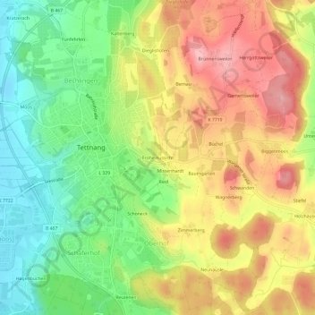 Carte topographique Frohe Aussicht, altitude, relief