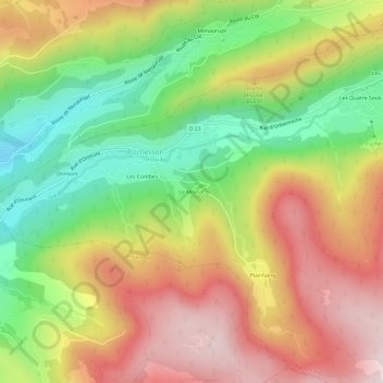 Carte topographique Le Moinat, altitude, relief