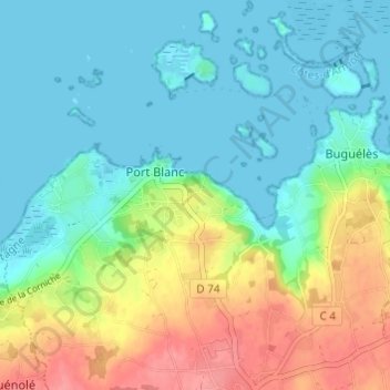 Carte topographique Lannec Ty Gard, altitude, relief