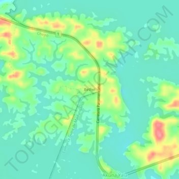 Carte topographique Bethel, altitude, relief
