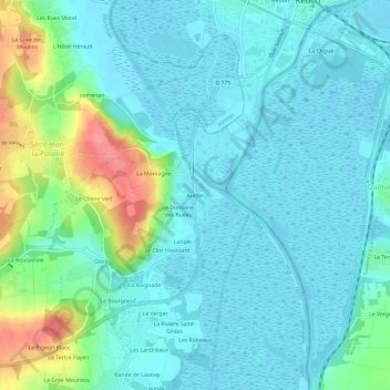 Carte topographique Aucfer, altitude, relief