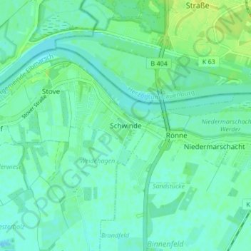 Carte topographique Schwinde, altitude, relief