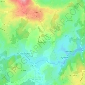 Carte topographique Chassignol, altitude, relief