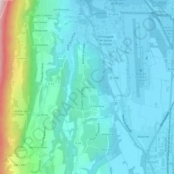 Carte topographique Les Janon, altitude, relief