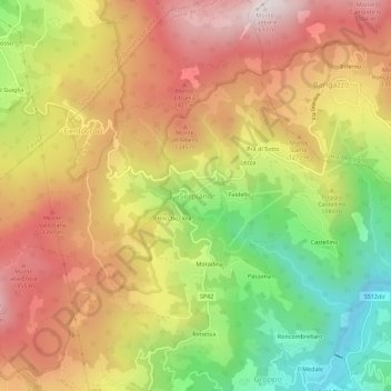 Carte topographique Serpiano, altitude, relief