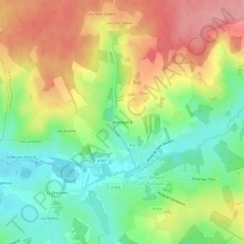 Carte topographique Beauregard, altitude, relief