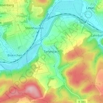 Carte topographique Tiefenbach, altitude, relief