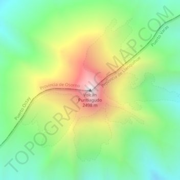 Carte topographique Volcán Puntiagudo, altitude, relief