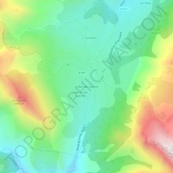Carte topographique L'Ubac des Garcins, altitude, relief