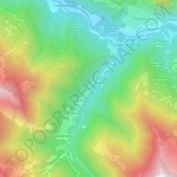 Carte topographique Les Testus, altitude, relief