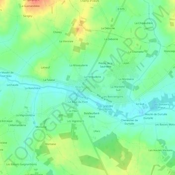 Carte topographique Le Bourg-Est, altitude, relief