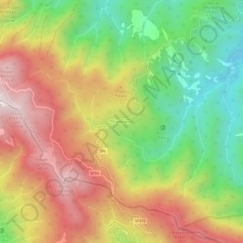 Carte topographique Campigna, altitude, relief