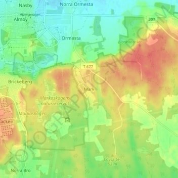 Carte topographique Mark, altitude, relief