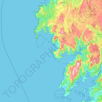 Carte topographique Illa de Anguieiro, altitude, relief