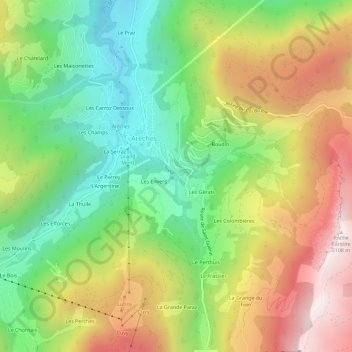 Carte topographique Les Nants, altitude, relief
