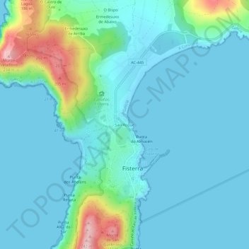 Carte topographique San Roque, altitude, relief