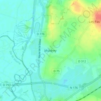 Carte topographique Moidrey, altitude, relief