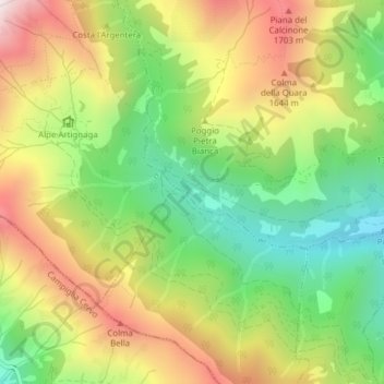 Carte topographique Alpe Rondolere, altitude, relief