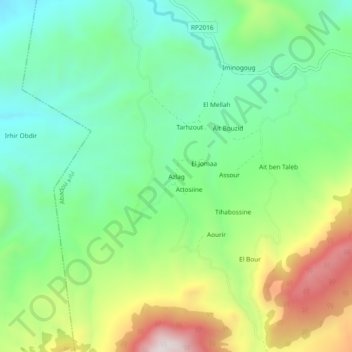 Carte topographique Azlag, altitude, relief