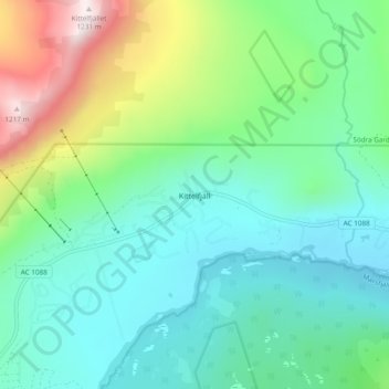 Carte topographique Kittelfjäll, altitude, relief