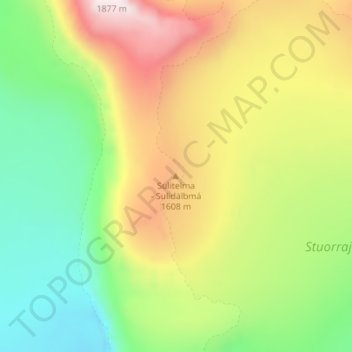 Carte topographique Sulitelma, altitude, relief