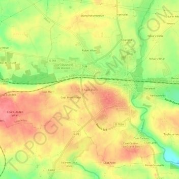 Carte topographique Saint-Éloi, altitude, relief