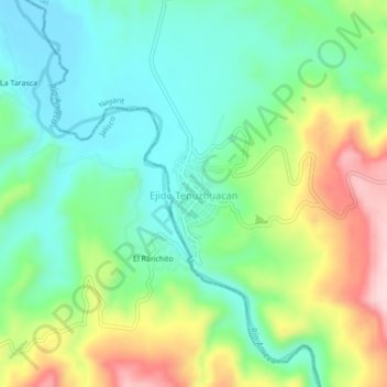 Carte topographique Ejido Tepuzhuacan, altitude, relief