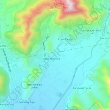 Carte topographique Rumi Wasi, altitude, relief