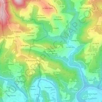 Carte topographique Champval, altitude, relief