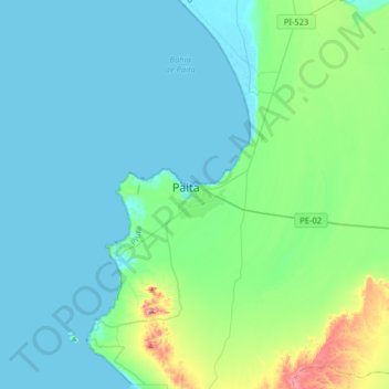 Carte topographique Paita, altitude, relief