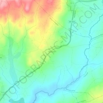 Carte topographique Soutosa, altitude, relief
