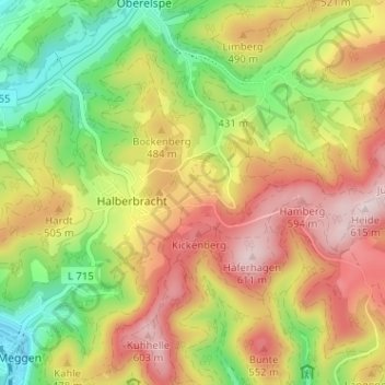 Carte topographique Weißenstein, altitude, relief