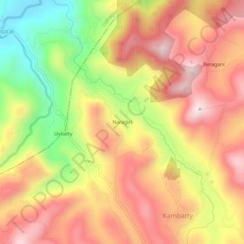Carte topographique Naragiri, altitude, relief