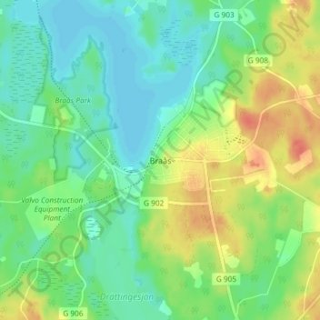 Carte topographique Braås, altitude, relief