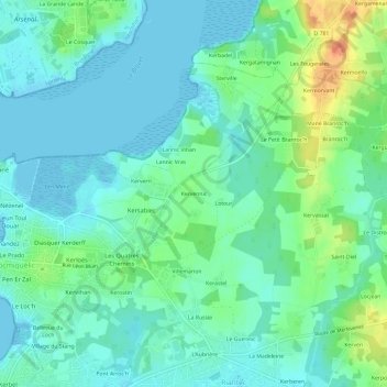 Carte topographique Kervennic, altitude, relief