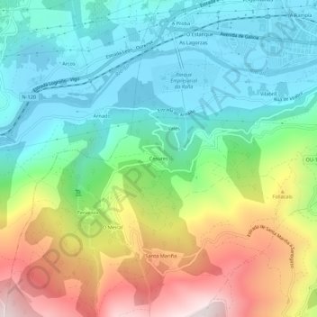 Carte topographique Cesures, altitude, relief