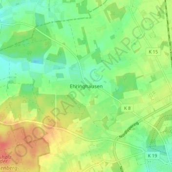 Carte topographique Ehringhausen, altitude, relief