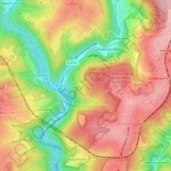 Carte topographique Schimmelbusch, altitude, relief