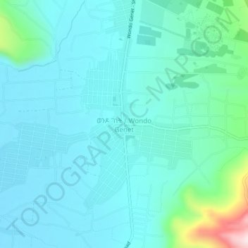 Carte topographique Wondo Genet, altitude, relief