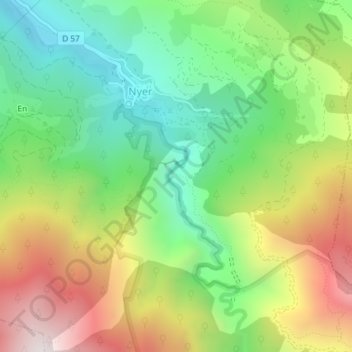 Carte topographique Ancien château de la Roca d'Anyer, altitude, relief