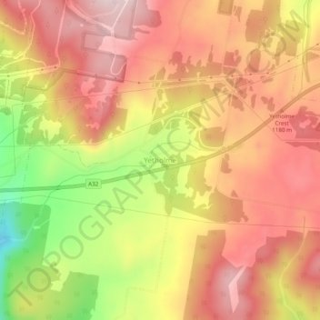 Carte topographique Yetholme, altitude, relief