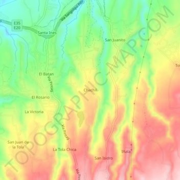 Carte topographique Chachil, altitude, relief