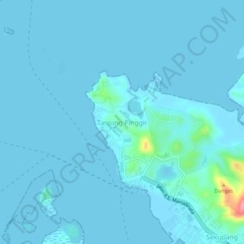 Carte topographique Tanjung Pinggir, altitude, relief