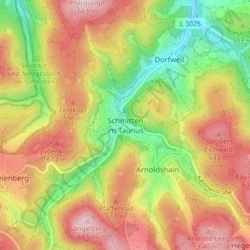 Carte topographique Schmitten, altitude, relief