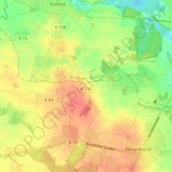 Carte topographique Scheidekate, altitude, relief
