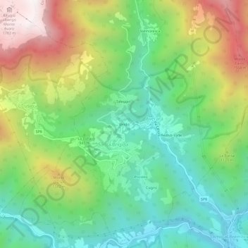 Carte topographique Bindo, altitude, relief
