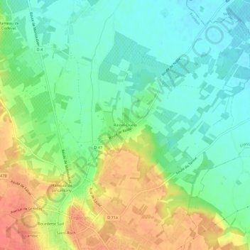 Carte topographique Rastel-Ouest, altitude, relief